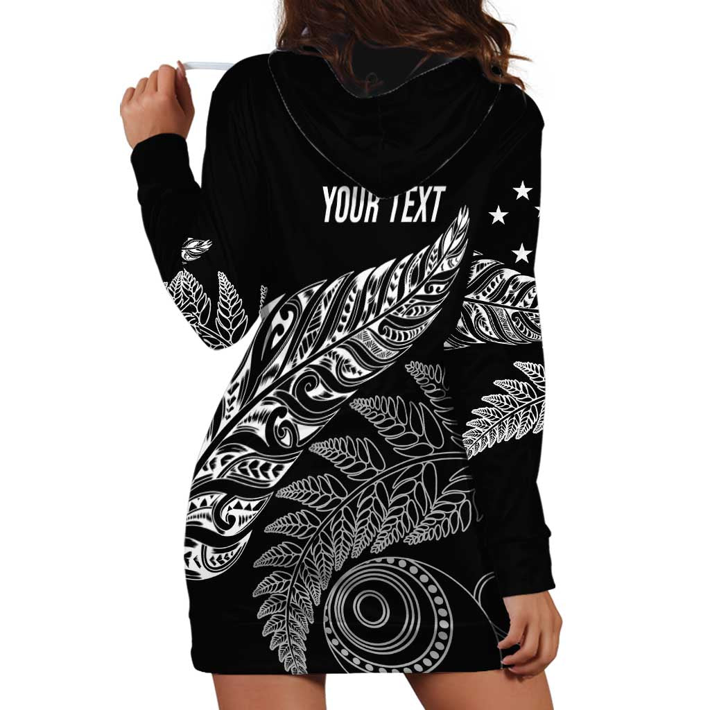 Aotearoa Personalized Lawn Bowls Maori Hoodie Dress New Zealand Black Tribal Silver Fern LT7 - Polynesian Pride