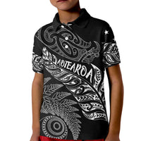 Aotearoa Personalized Lawn Bowls Maori Kid Polo Shirt New Zealand Black Tribal Silver Fern LT7 Kid Black - Polynesian Pride