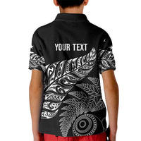 Aotearoa Personalized Lawn Bowls Maori Kid Polo Shirt New Zealand Black Tribal Silver Fern LT7 - Polynesian Pride