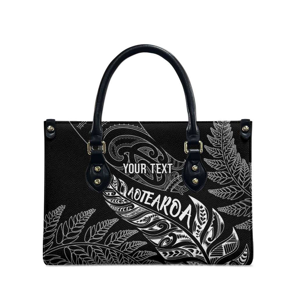 Aotearoa Personalized Lawn Bowls Maori Leather Bag New Zealand Black Tribal Silver Fern LT7 - Polynesian Pride