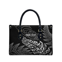 Aotearoa Personalized Lawn Bowls Maori Leather Bag New Zealand Black Tribal Silver Fern LT7 - Polynesian Pride