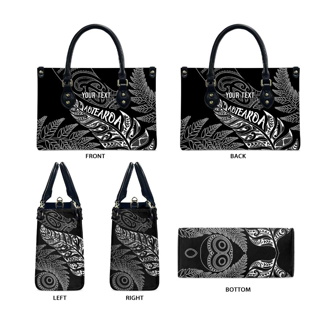 Aotearoa Personalized Lawn Bowls Maori Leather Bag New Zealand Black Tribal Silver Fern LT7 - Polynesian Pride