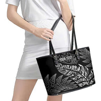Aotearoa Personalized Lawn Bowls Maori Leather Tote Bag New Zealand Black Tribal Silver Fern LT7 - Polynesian Pride