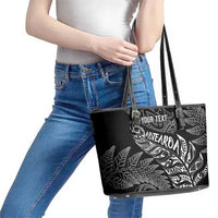 Aotearoa Personalized Lawn Bowls Maori Leather Tote Bag New Zealand Black Tribal Silver Fern LT7 - Polynesian Pride