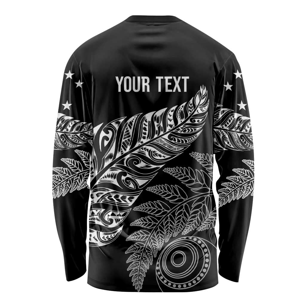 Aotearoa Personalized Lawn Bowls Maori Long Sleeve Shirt New Zealand Black Tribal Silver Fern LT7 - Polynesian Pride