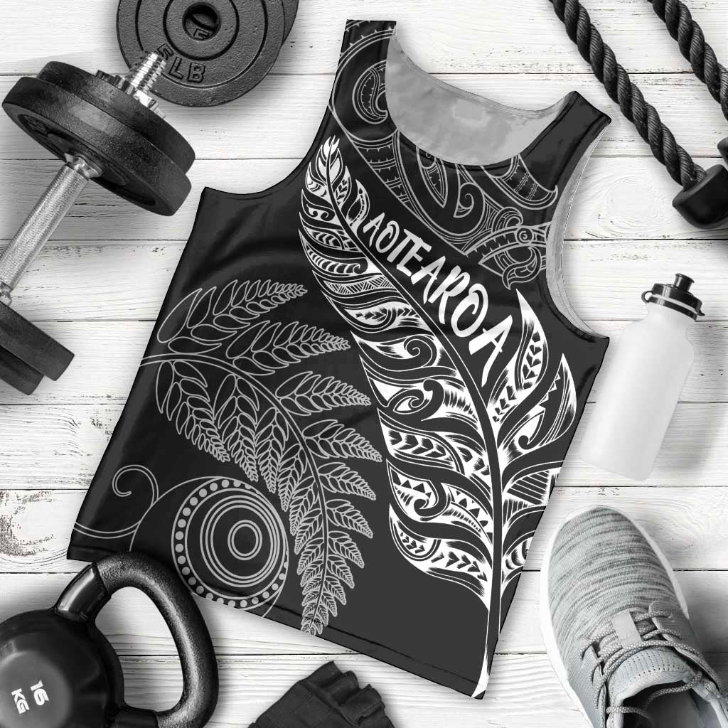 Aotearoa Personalized Lawn Bowls Maori Men Tank Top New Zealand Black Tribal Silver Fern LT7 - Polynesian Pride