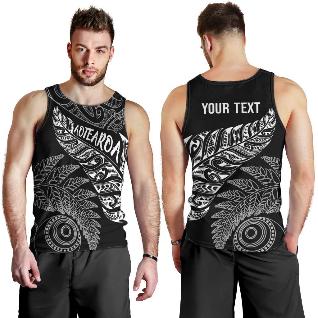 Aotearoa Personalized Lawn Bowls Maori Men Tank Top New Zealand Black Tribal Silver Fern LT7 - Polynesian Pride
