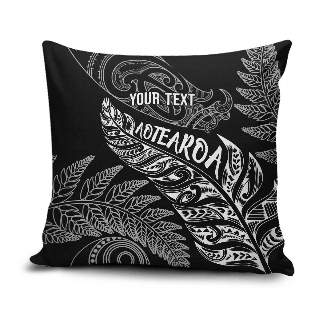 Aotearoa Personalized Lawn Bowls Maori Pillow Cover New Zealand Black Tribal Silver Fern LT7 Black - Polynesian Pride