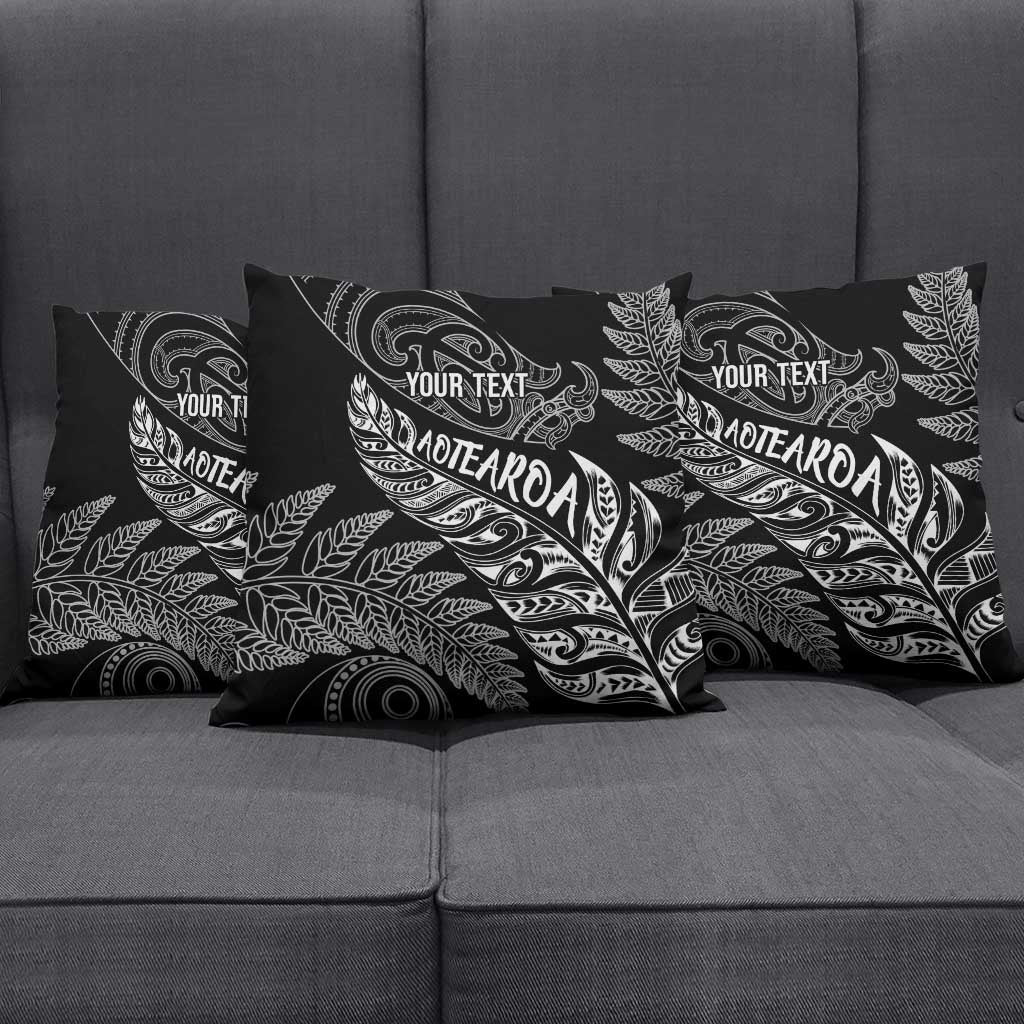 Aotearoa Personalized Lawn Bowls Maori Pillow Cover New Zealand Black Tribal Silver Fern LT7 - Polynesian Pride
