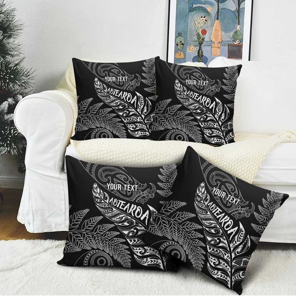 Aotearoa Personalized Lawn Bowls Maori Pillow Cover New Zealand Black Tribal Silver Fern LT7 - Polynesian Pride