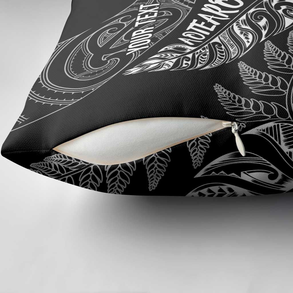 Aotearoa Personalized Lawn Bowls Maori Pillow Cover New Zealand Black Tribal Silver Fern LT7 - Polynesian Pride