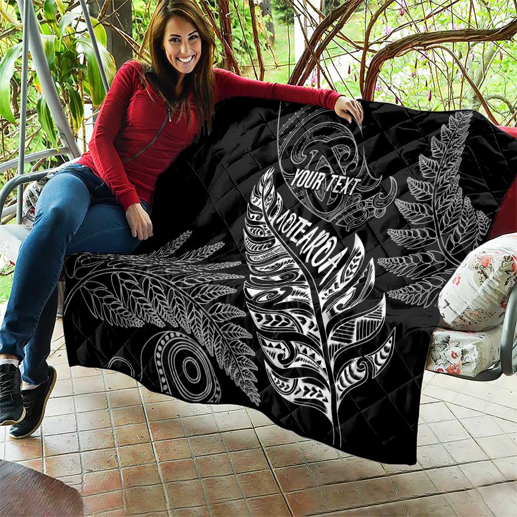 Aotearoa Personalized Lawn Bowls Maori Quilt New Zealand Black Tribal Silver Fern LT7 - Polynesian Pride