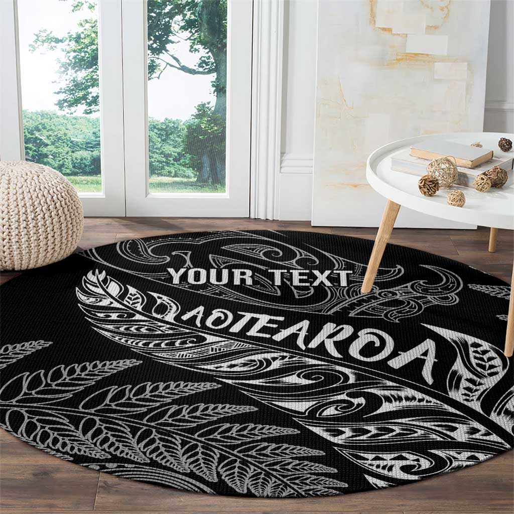 Aotearoa Personalized Lawn Bowls Maori Round Carpet New Zealand Black Tribal Silver Fern LT7 - Polynesian Pride