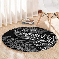 Aotearoa Personalized Lawn Bowls Maori Round Carpet New Zealand Black Tribal Silver Fern LT7 - Polynesian Pride