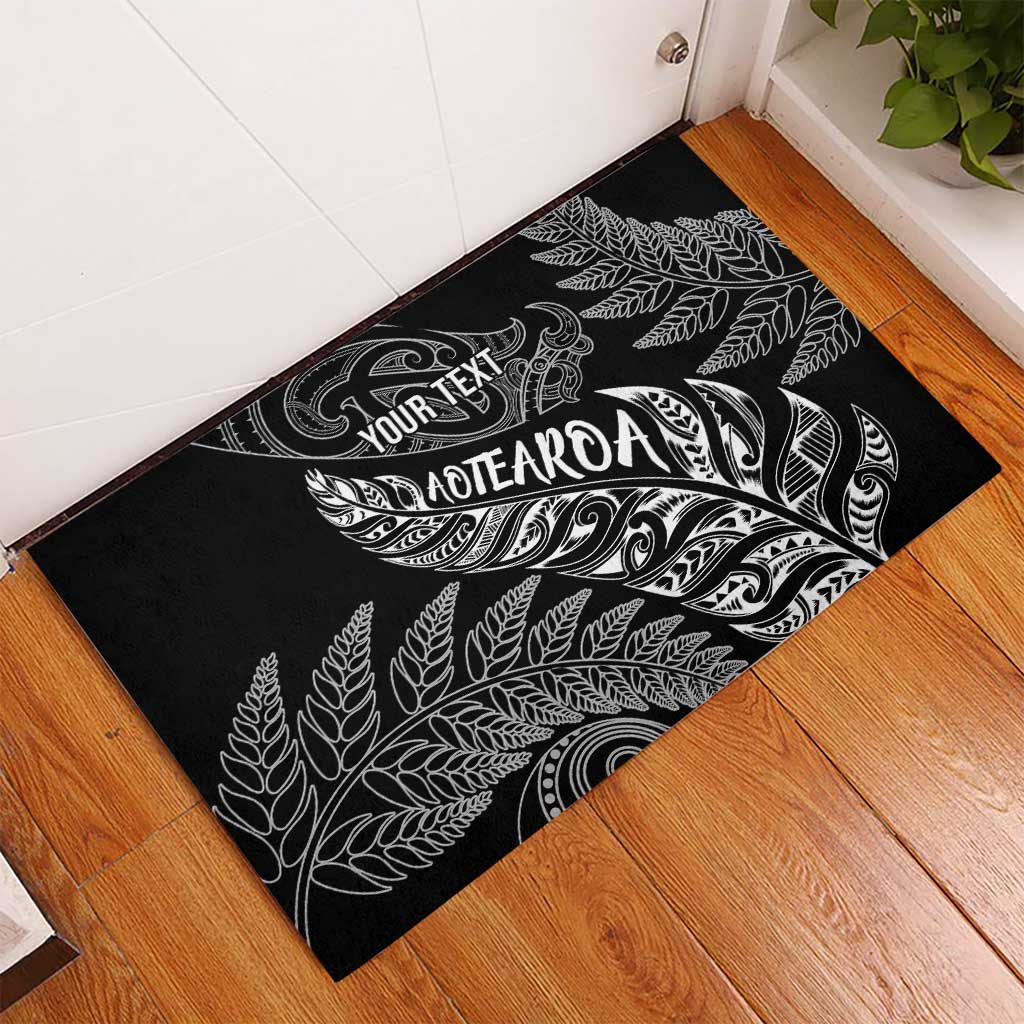 Aotearoa Personalized Lawn Bowls Maori Rubber Doormat New Zealand Black Tribal Silver Fern LT7 - Polynesian Pride