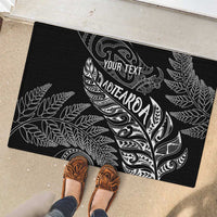 Aotearoa Personalized Lawn Bowls Maori Rubber Doormat New Zealand Black Tribal Silver Fern LT7 - Polynesian Pride
