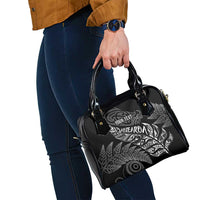 Aotearoa Personalized Lawn Bowls Maori Shoulder Handbag New Zealand Black Tribal Silver Fern LT7 - Polynesian Pride