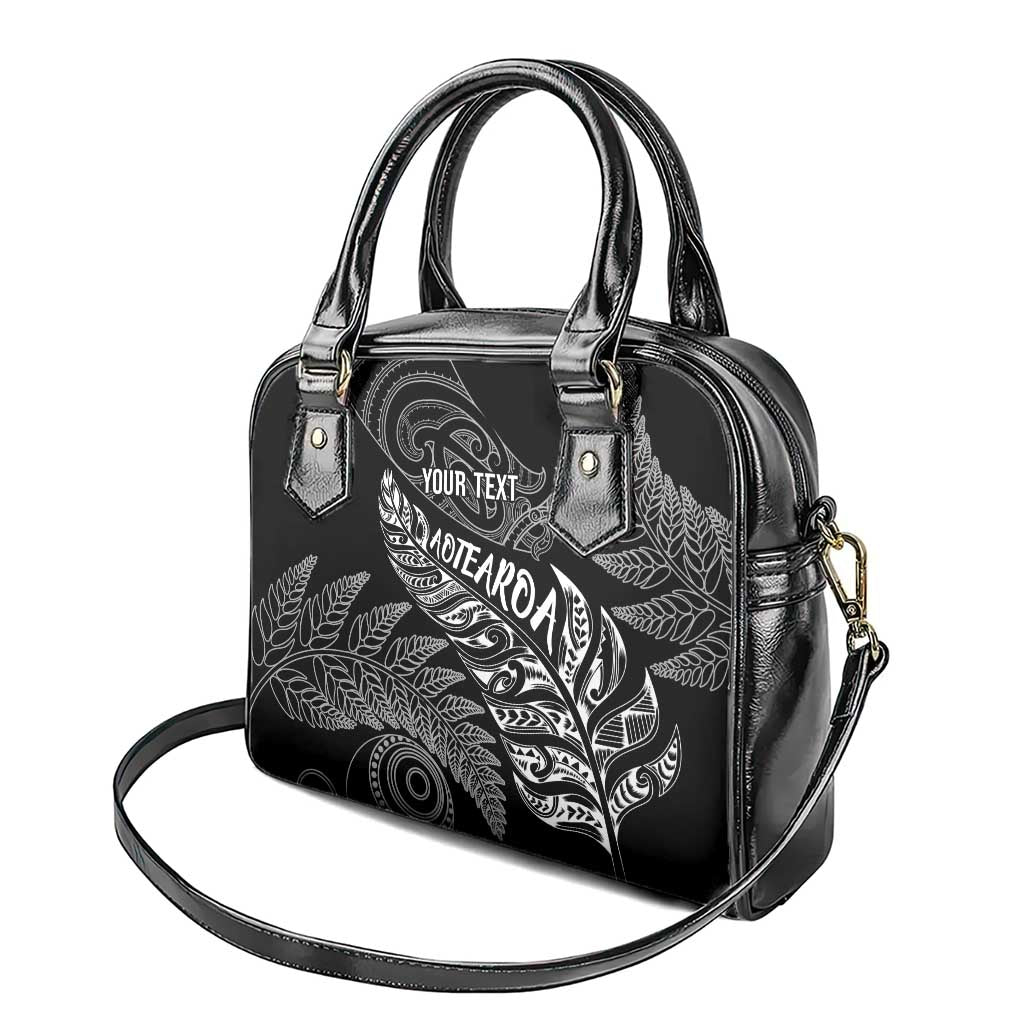 Aotearoa Personalized Lawn Bowls Maori Shoulder Handbag New Zealand Black Tribal Silver Fern LT7 - Polynesian Pride