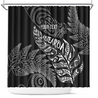Aotearoa Personalized Lawn Bowls Maori Shower Curtain New Zealand Black Tribal Silver Fern LT7 Black - Polynesian Pride