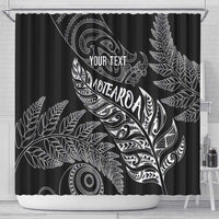 Aotearoa Personalized Lawn Bowls Maori Shower Curtain New Zealand Black Tribal Silver Fern LT7 - Polynesian Pride