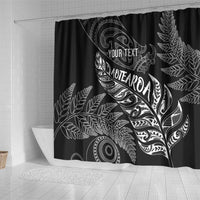 Aotearoa Personalized Lawn Bowls Maori Shower Curtain New Zealand Black Tribal Silver Fern LT7 - Polynesian Pride