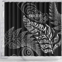 Aotearoa Personalized Lawn Bowls Maori Shower Curtain New Zealand Black Tribal Silver Fern LT7 - Polynesian Pride