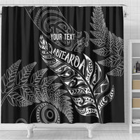 Aotearoa Personalized Lawn Bowls Maori Shower Curtain New Zealand Black Tribal Silver Fern LT7 - Polynesian Pride
