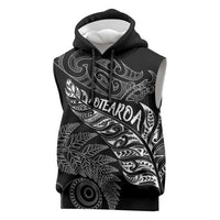 Aotearoa Personalized Lawn Bowls Maori Sleeveless Hoodie New Zealand Black Tribal Silver Fern LT7 Black - Polynesian Pride