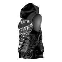 Aotearoa Personalized Lawn Bowls Maori Sleeveless Hoodie New Zealand Black Tribal Silver Fern LT7 - Polynesian Pride