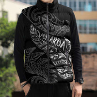 Aotearoa Personalized Lawn Bowls Maori Sleeveless Puffer Jacket New Zealand Black Tribal Silver Fern LT7 - Polynesian Pride