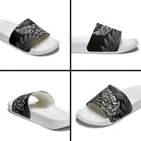 Aotearoa Personalized Lawn Bowls Maori Slide Sandals New Zealand Black Tribal Silver Fern LT7 - Polynesian Pride