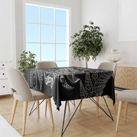 Aotearoa Personalized Lawn Bowls Maori Tablecloth New Zealand Black Tribal Silver Fern - Polynesian Pride