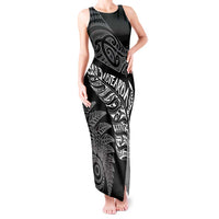 Aotearoa Personalized Lawn Bowls Maori Tank Maxi Dress New Zealand Black Tribal Silver Fern LT7 Women Black - Polynesian Pride