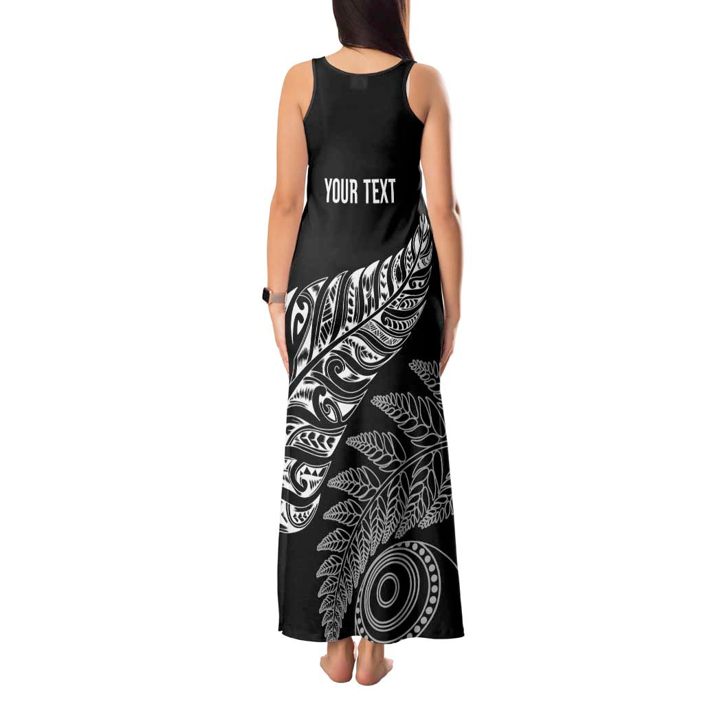Aotearoa Personalized Lawn Bowls Maori Tank Maxi Dress New Zealand Black Tribal Silver Fern LT7 - Polynesian Pride