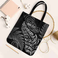 Aotearoa Personalized Lawn Bowls Maori Tote Bag New Zealand Black Tribal Silver Fern LT7 Black Strap One Size Black - Polynesian Pride