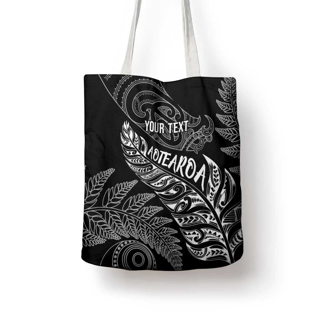 Aotearoa Personalized Lawn Bowls Maori Tote Bag New Zealand Black Tribal Silver Fern LT7 - Polynesian Pride