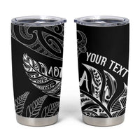 Aotearoa Personalized Lawn Bowls Maori Tumbler Cup New Zealand Black Tribal Silver Fern LT7 Black - Polynesian Pride