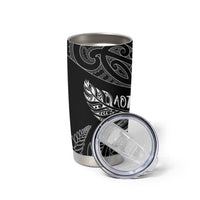 Aotearoa Personalized Lawn Bowls Maori Tumbler Cup New Zealand Black Tribal Silver Fern LT7 - Polynesian Pride