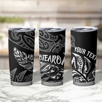Aotearoa Personalized Lawn Bowls Maori Tumbler Cup New Zealand Black Tribal Silver Fern LT7 - Polynesian Pride