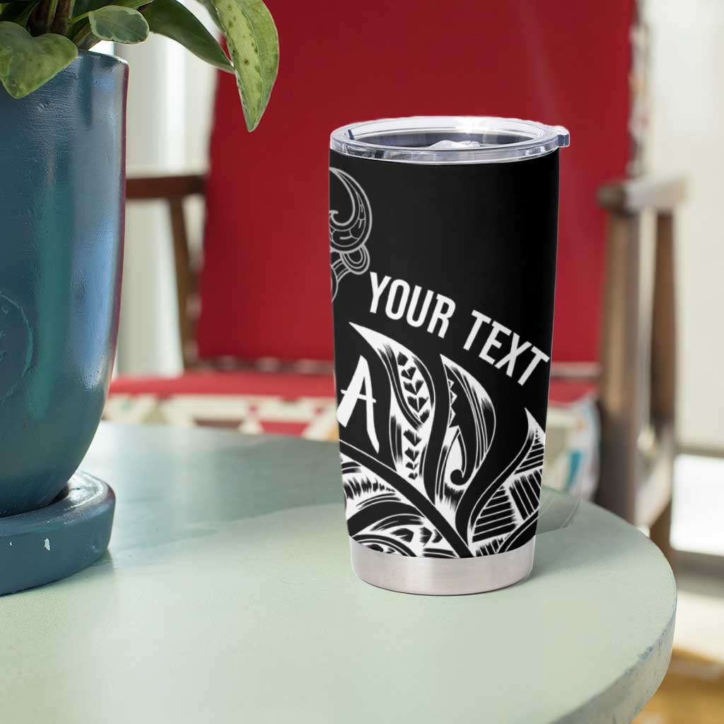 Aotearoa Personalized Lawn Bowls Maori Tumbler Cup New Zealand Black Tribal Silver Fern LT7 - Polynesian Pride