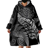 Aotearoa Personalized Lawn Bowls Maori Wearable Blanket Hoodie New Zealand Black Tribal Silver Fern LT7 - Polynesian Pride