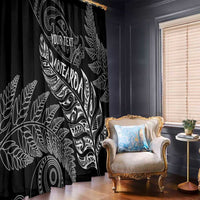 Aotearoa Personalized Lawn Bowls Maori Window Curtain New Zealand Black Tribal Silver Fern LT7 - Polynesian Pride