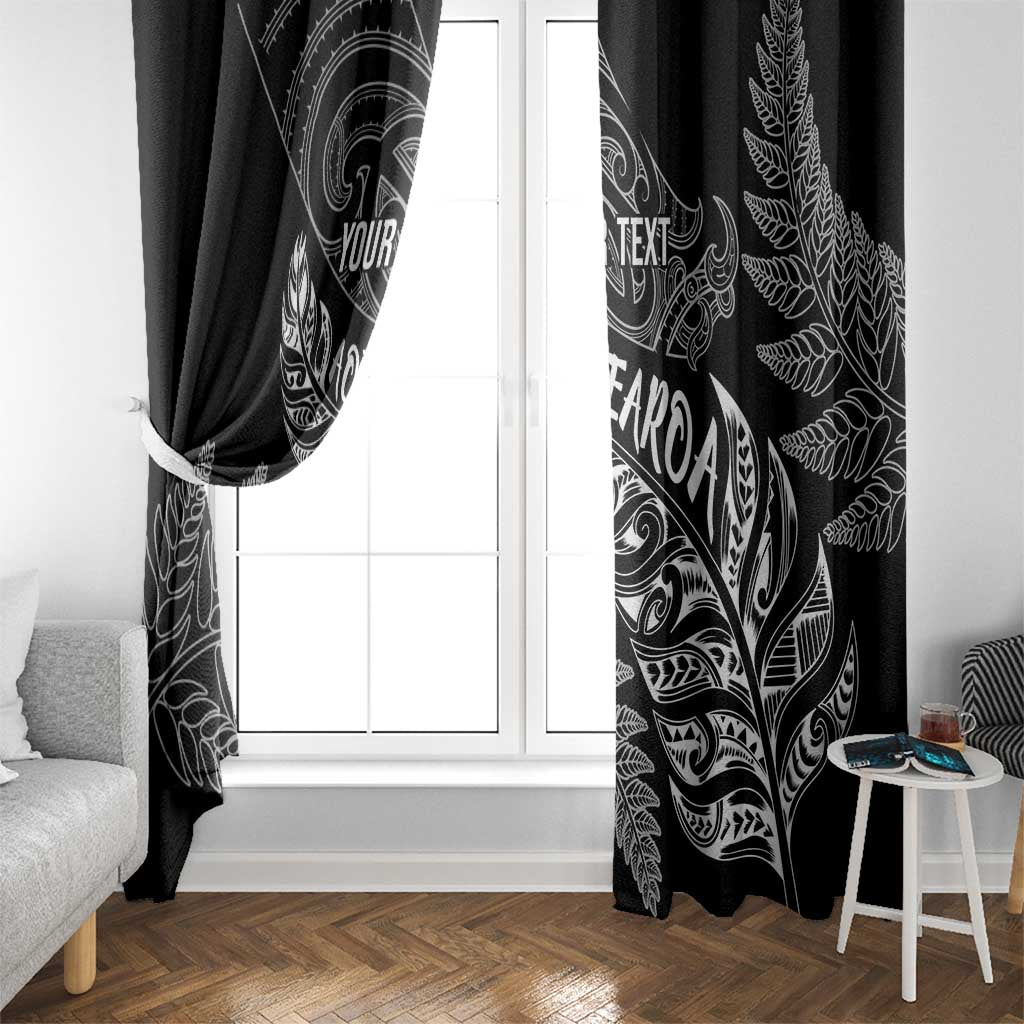 Aotearoa Personalized Lawn Bowls Maori Window Curtain New Zealand Black Tribal Silver Fern LT7 - Polynesian Pride