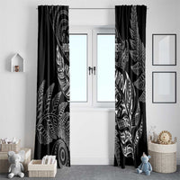 Aotearoa Personalized Lawn Bowls Maori Window Curtain New Zealand Black Tribal Silver Fern LT7 - Polynesian Pride