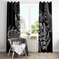 Aotearoa Personalized Lawn Bowls Maori Window Curtain New Zealand Black Tribal Silver Fern LT7 - Polynesian Pride