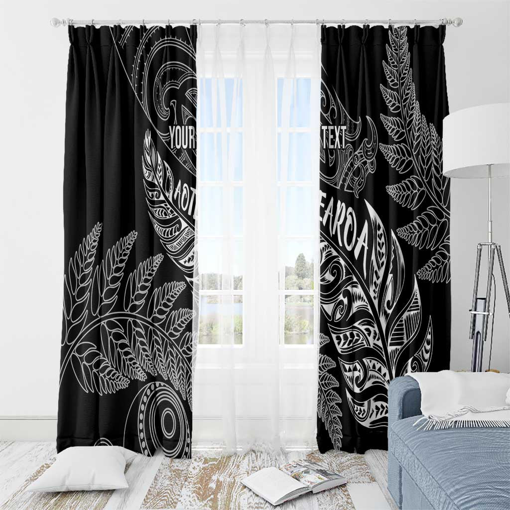 Aotearoa Personalized Lawn Bowls Maori Window Curtain New Zealand Black Tribal Silver Fern LT7 - Polynesian Pride