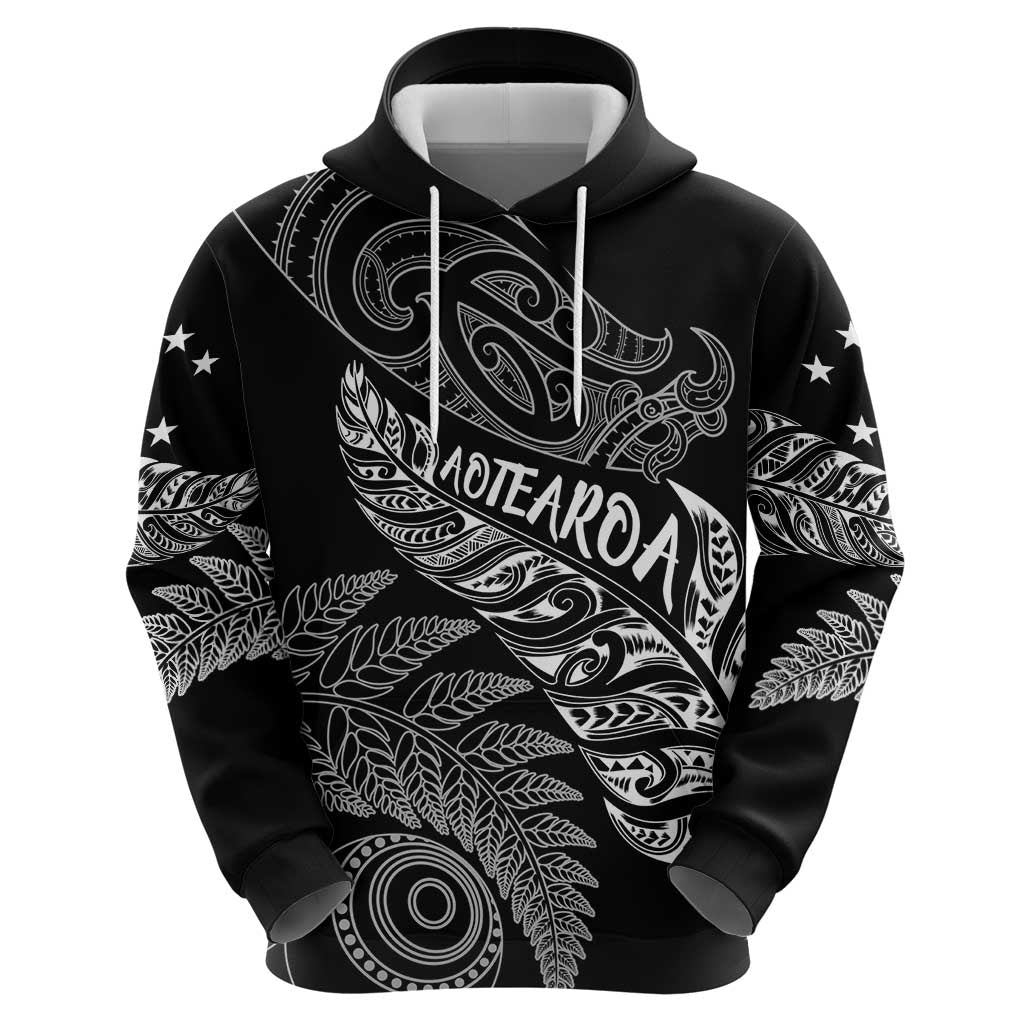 Aotearoa Personalized Lawn Bowls Maori Zip Hoodie New Zealand Black Tribal Silver Fern LT7 - Polynesian Pride