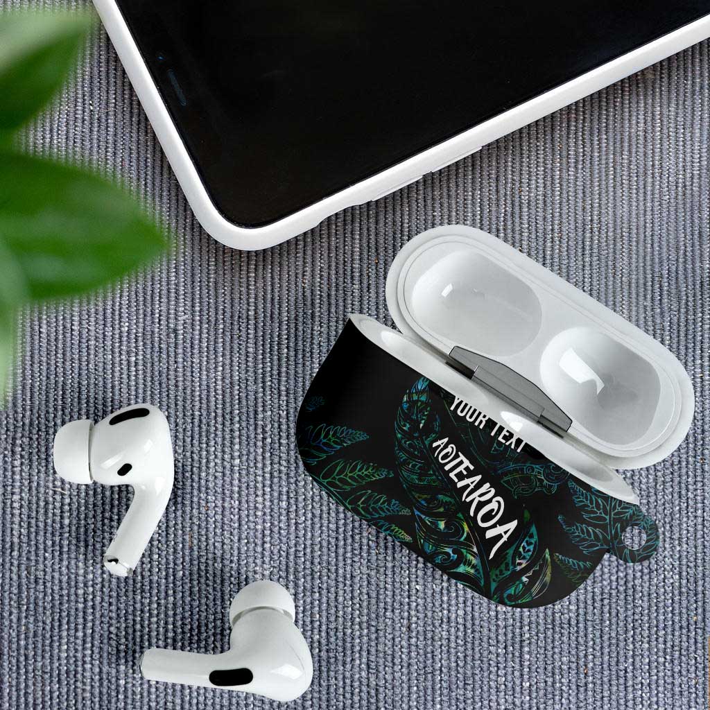 Aotearoa Personalized Lawn Bowls Maori AirPods Case New Zealand Paua Shell Tribal Silver Fern LT7 - Polynesian Pride