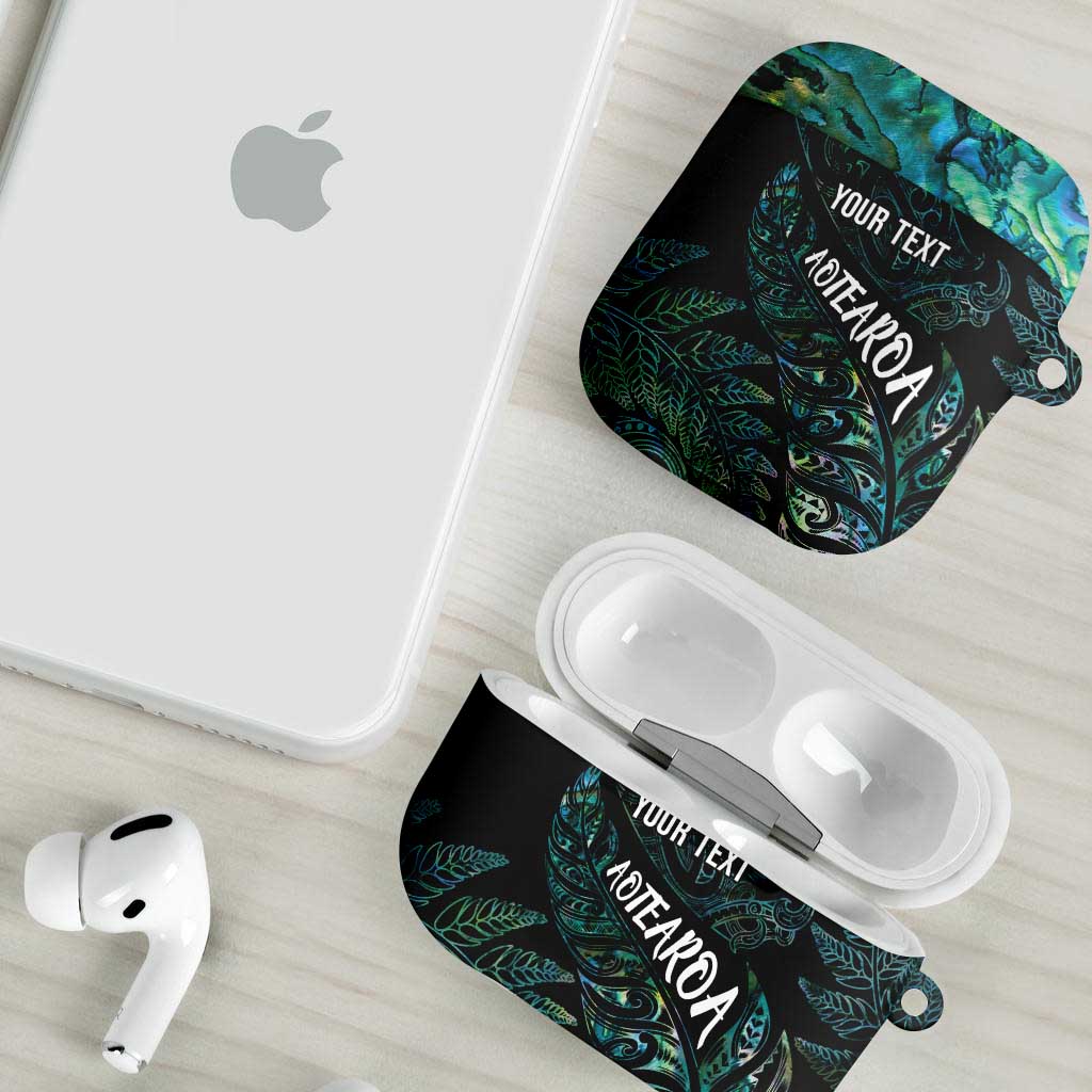 Aotearoa Personalized Lawn Bowls Maori AirPods Case New Zealand Paua Shell Tribal Silver Fern LT7 - Polynesian Pride