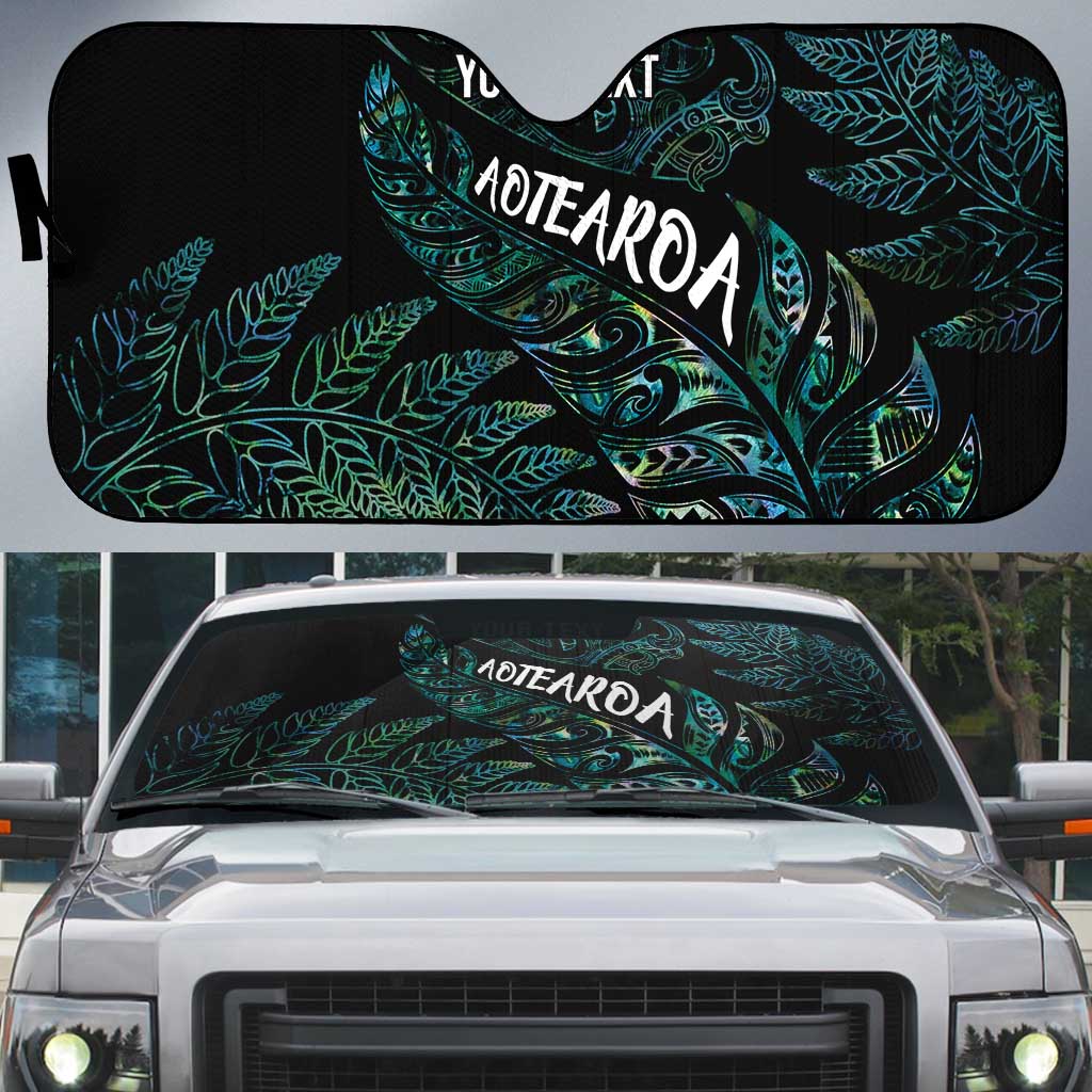 Aotearoa Personalized Lawn Bowls Maori Auto Sun Shade New Zealand Paua Shell Tribal Silver Fern LT7 Green - Polynesian Pride